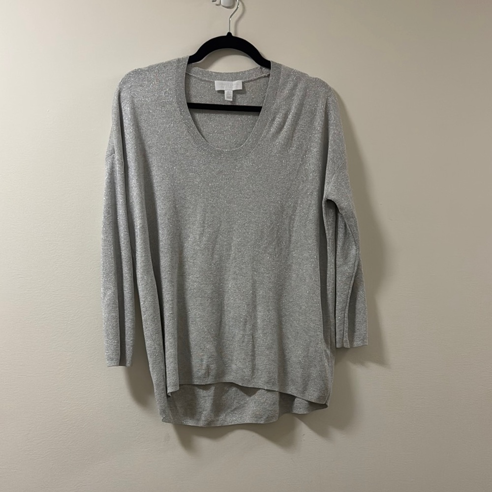 The White Company Gray Oversized 3/4 Sleeve Sweatshirt